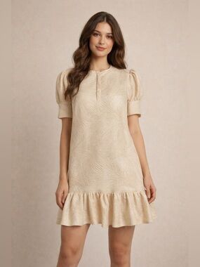Soaked in Luxury - SLAMADO dress. Metallic gold & cream. Medium.